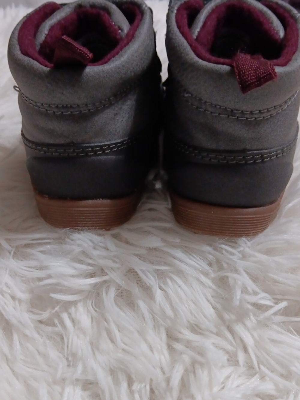 Carter's Black Toddler Boots with Burgundy Lining and Brown Sole - Picture 4 of 6